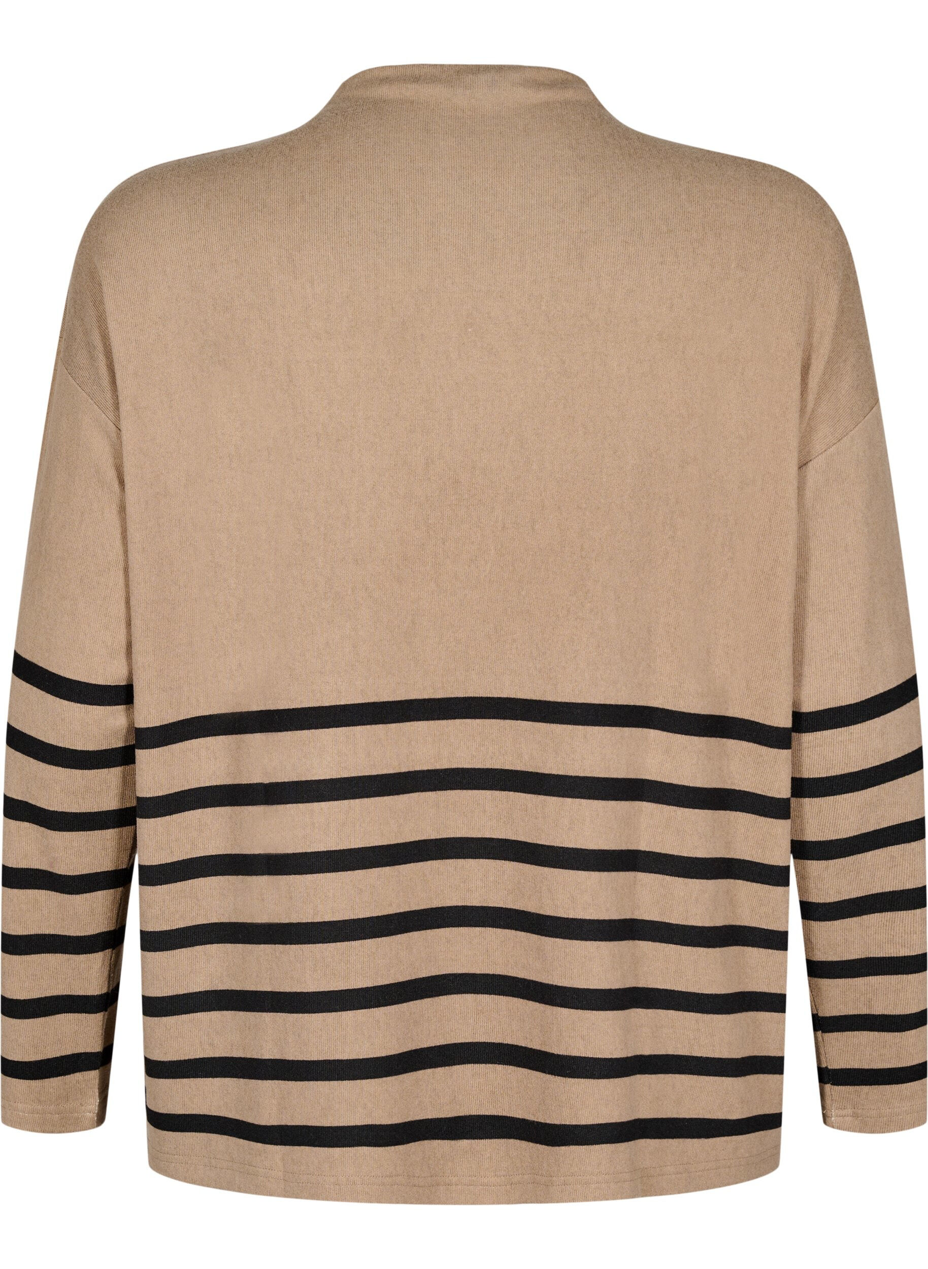 Zizzi Blouse met een hoge hals en lange mouwen, Beige, Packshot image number 1