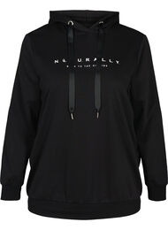 Sweatshirt met capuchon en print, Black