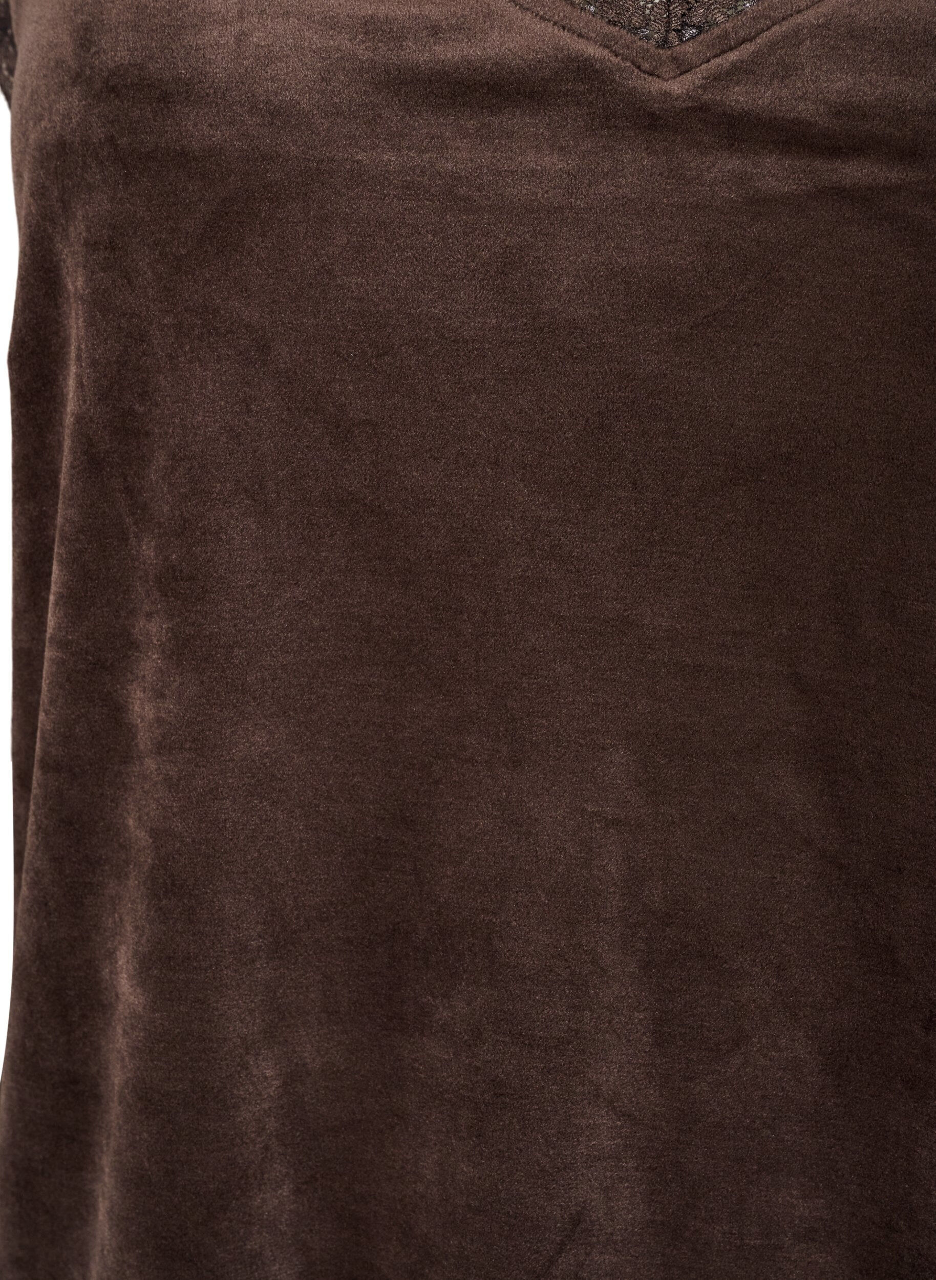 ZizziVelour top met kanten rand, Bruin, Packshot image number 2