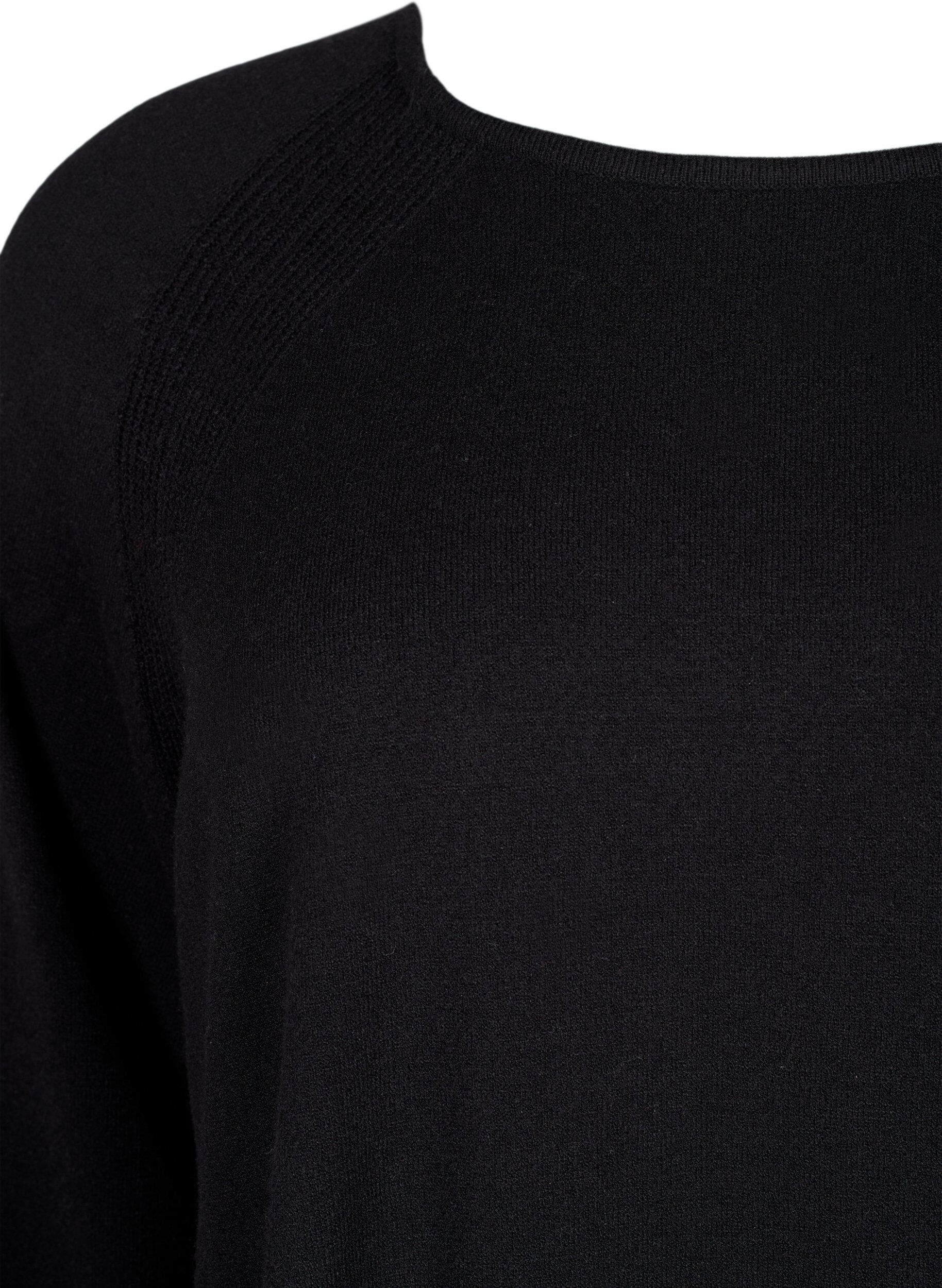 Zizzi Gebreide blouse met raglanmouwen, Black, Packshot image number 2