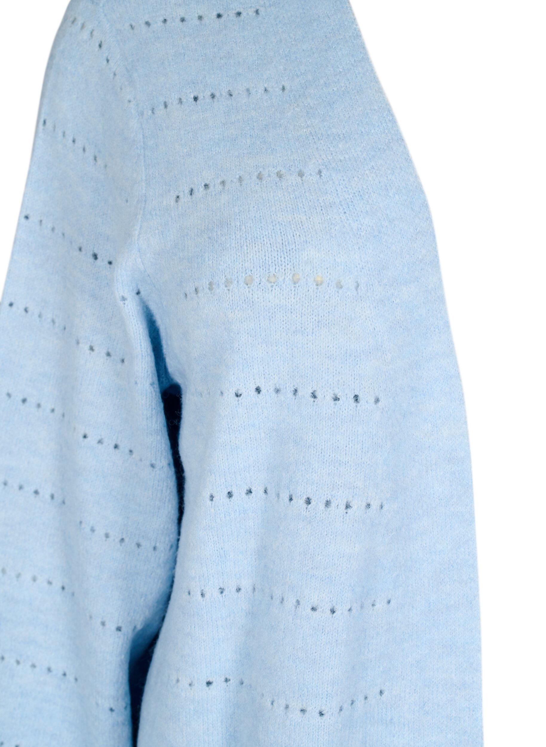 Zizzi Lange gebreide cardigan met een kantpatroon, Cashmere Blue Mel., Packshot image number 2