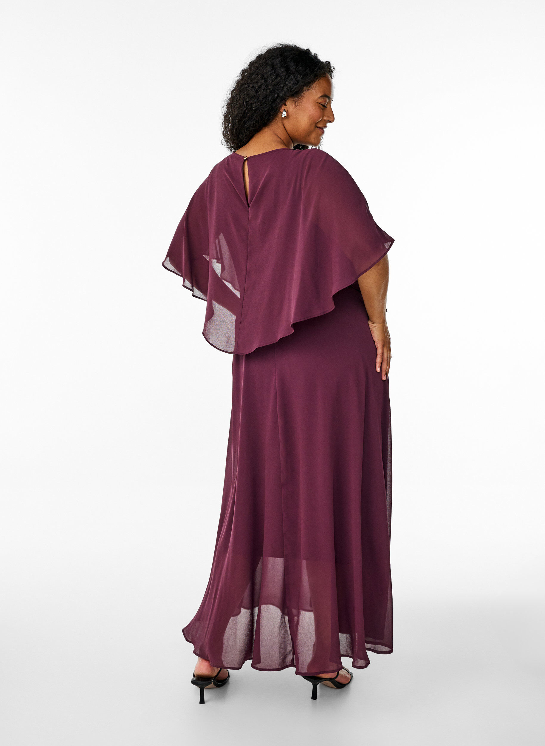 ZizziMaxi-jurk met korte mouwen en a-vorm, Rood, Model image number 1