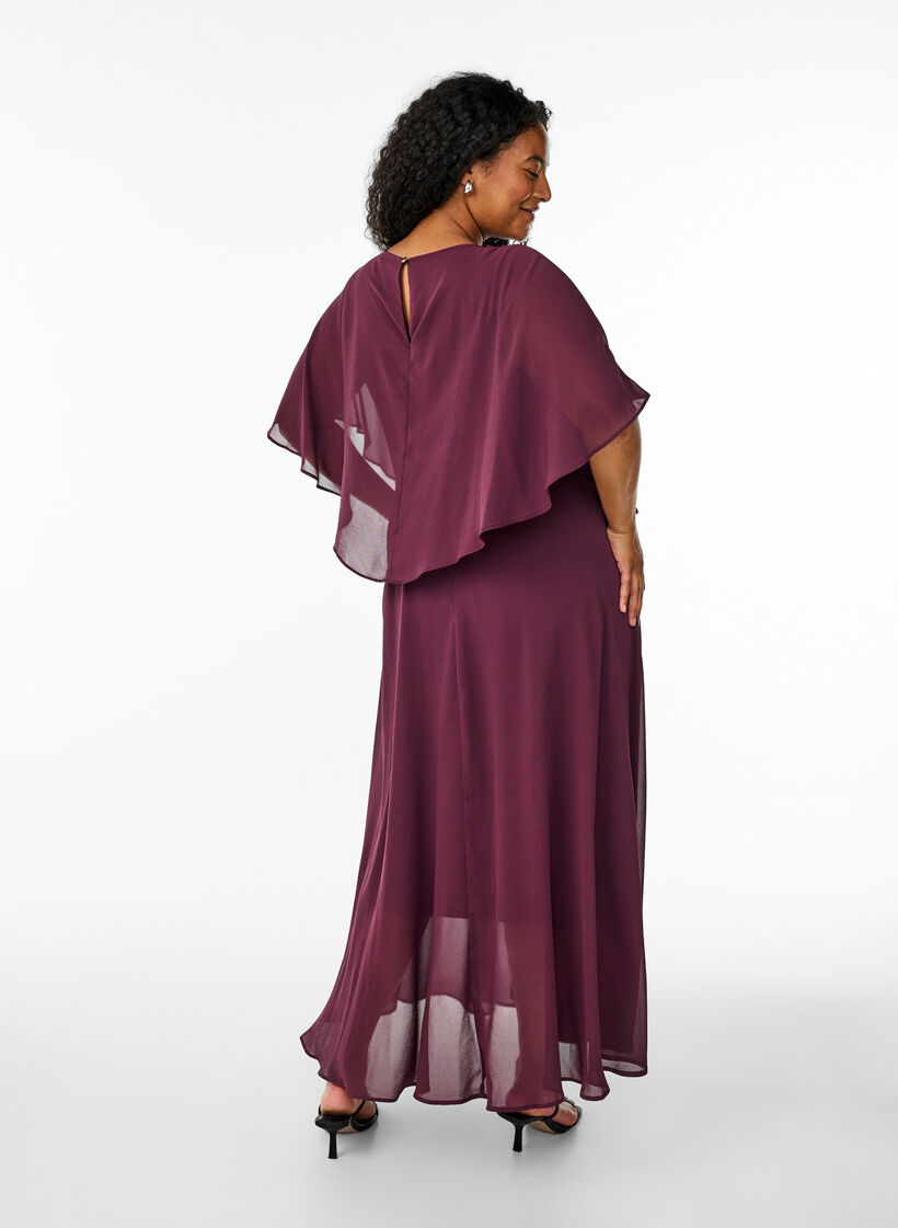 Maxi-jurk met korte mouwen en a-vorm, Rood, Model image number 1