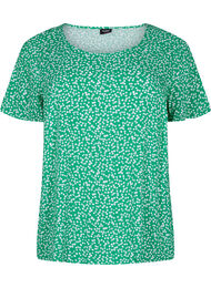 FLASH - Viscose blouse met korte mouwen en print, Bright Green Wh.AOP