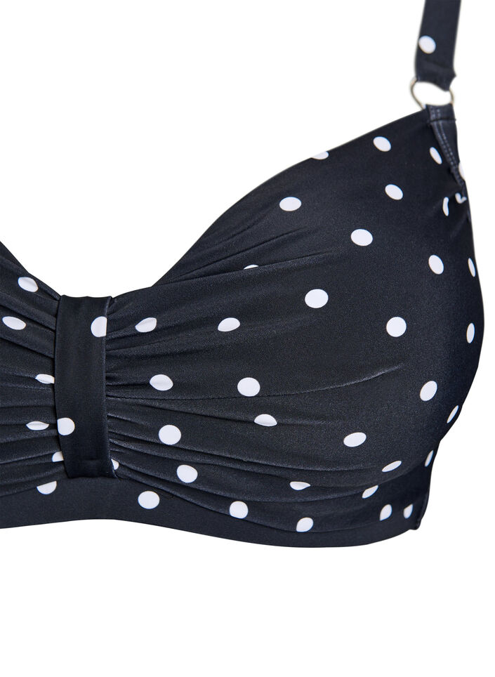 Bikinitop met beugel en patroon, Zwart, Packshot image number 2
