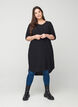 Viscose jurk met korte mouwen en knopen, Black, Model image number 2