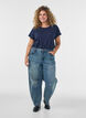 T-shirt met korte mouwen van katoenmix, Blauw, Model image number 1