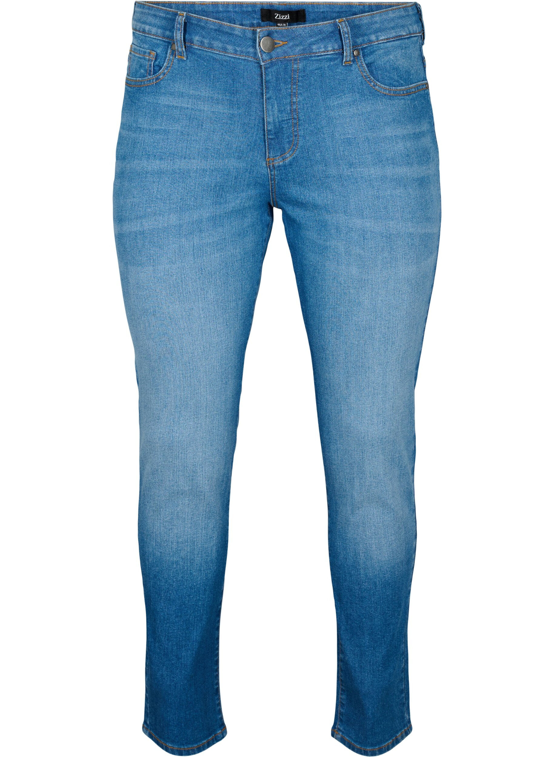 Zizzi Emily jeans met reguliere taille en slanke pasvorm, Blue denim, Packshot image number 0