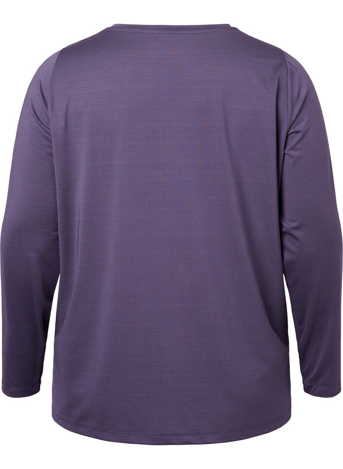 Sportblouse met structuur en lange mouwen, Purple Plumeria, Packshot image number 1