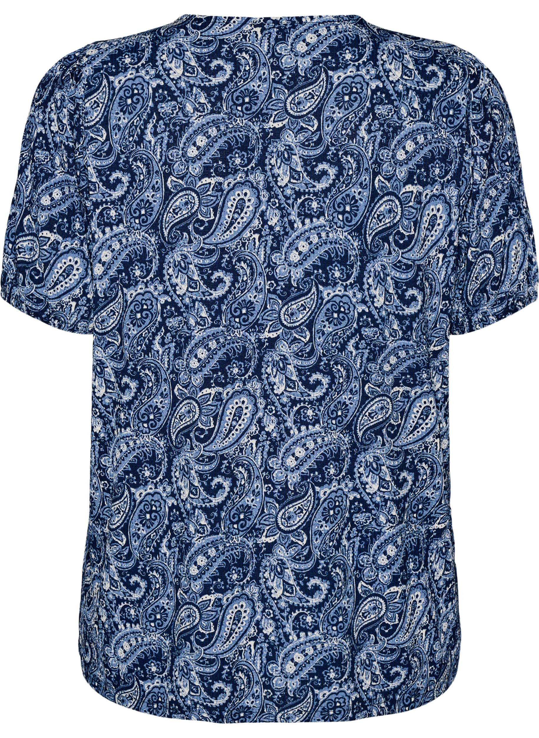 ZizziBlouse met korte mouwen, Blauw, Packshot image number 1