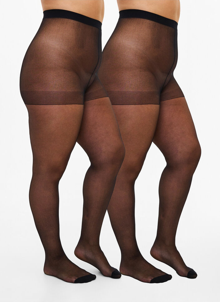 2-pak panty's in 20 denier, Zwart, Packshot image number 0