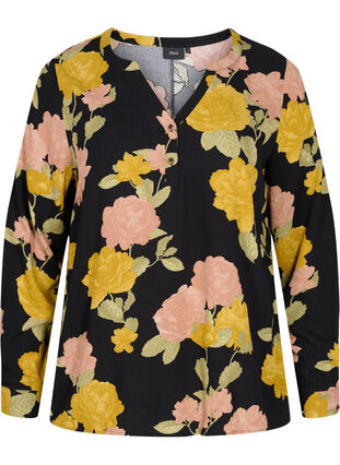 100% viscose blouse met bloemenprint100% viscose blouse met bloemenprint, Scarab Flower, Packshot image number 0