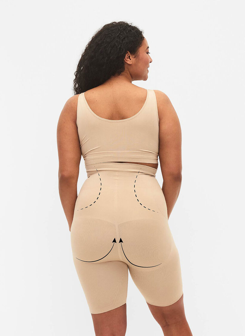 Shapewear shorts met hoge taille, Beige, Model