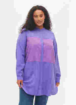 Lange blouse met color-block, Purple Block, Model