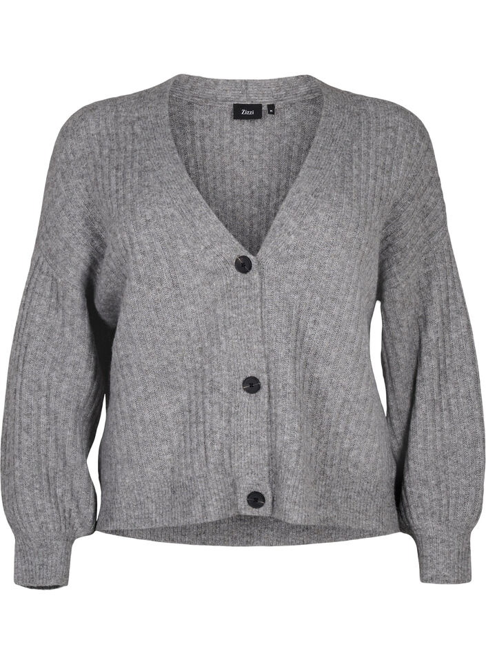 Gem&ecirc;leerd vest in ribtricot, Light Grey Melange, Packshot image number 0