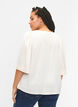 Satijnen blouse met halflange mouwen, Champagne, Model image number 1