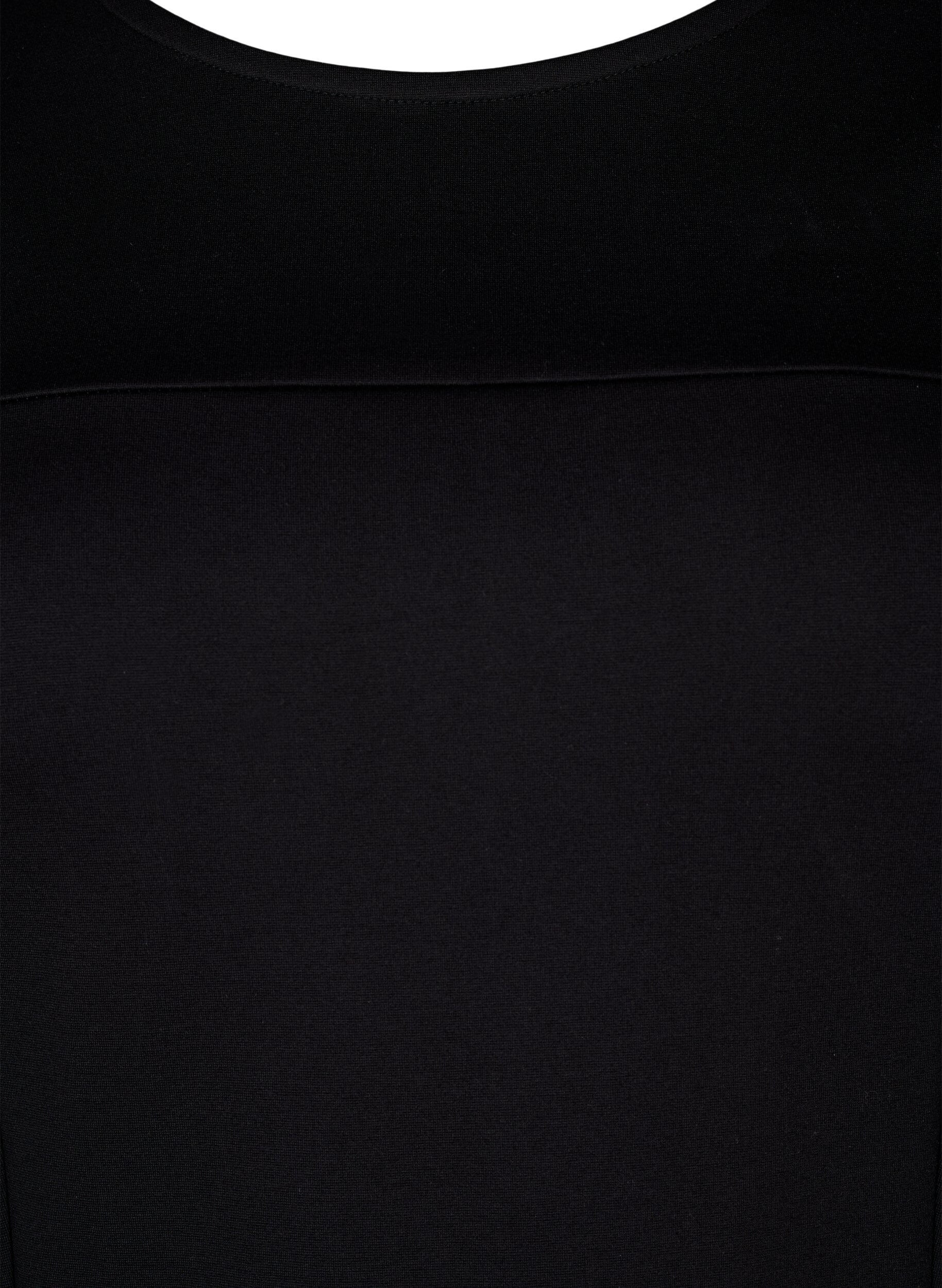 Zizzi A-vorm jurk met 3/4-mouwen, Zwart, Packshot image number 2