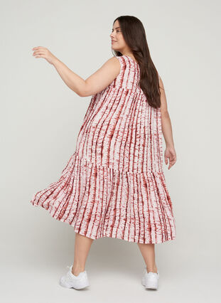 Viscose midi-jurk met print, TIE DYE PINK, Model image number 1