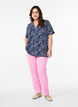 Blouse met korte mouwen en V-hals, Roze, Model image number 1