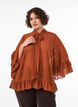 Blouse met striklint en ruches, Bruin, Model image number 0
