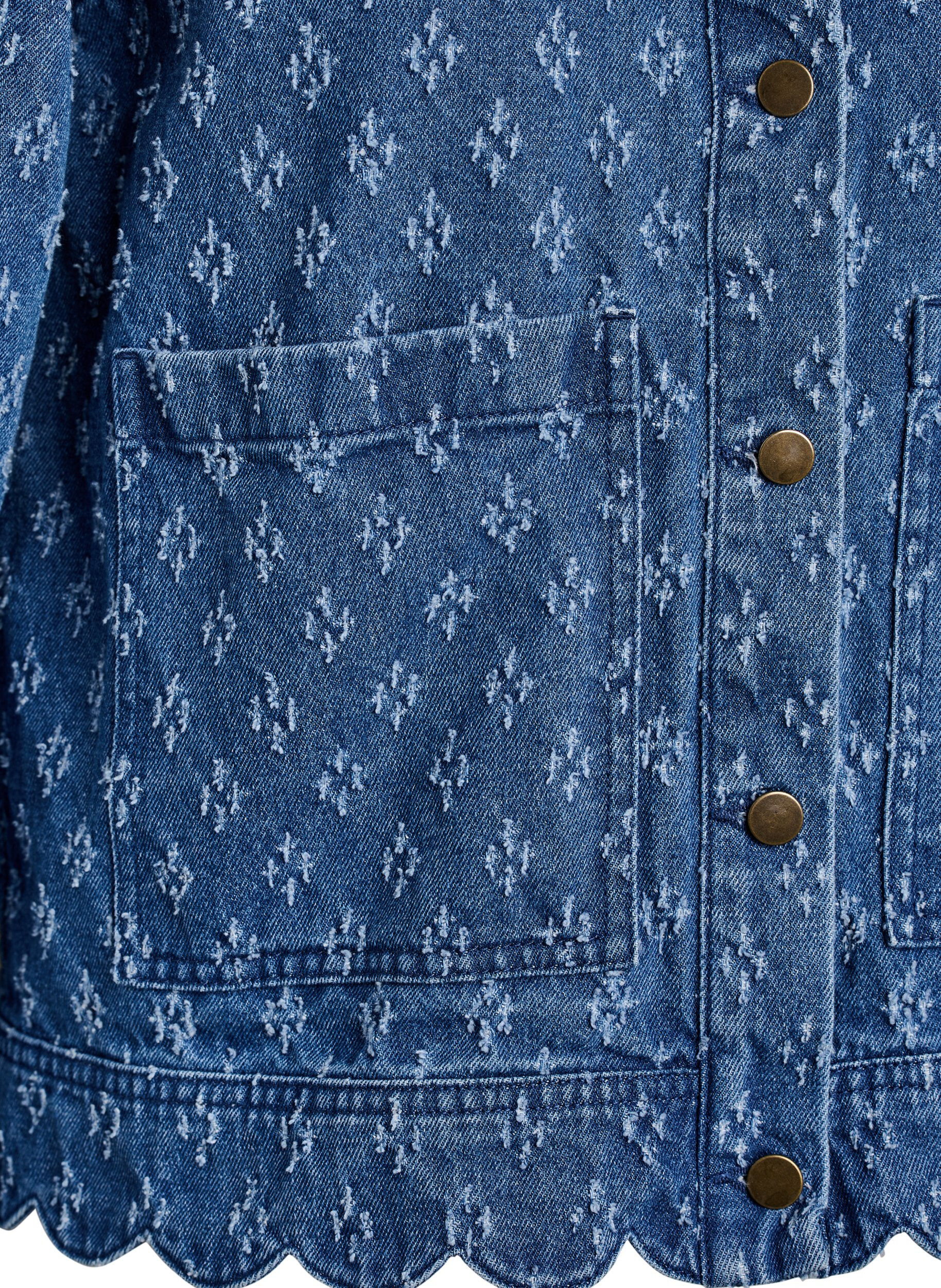 ZizziDenimjack met een versleten patroon, Blauw, Packshot image number 3
