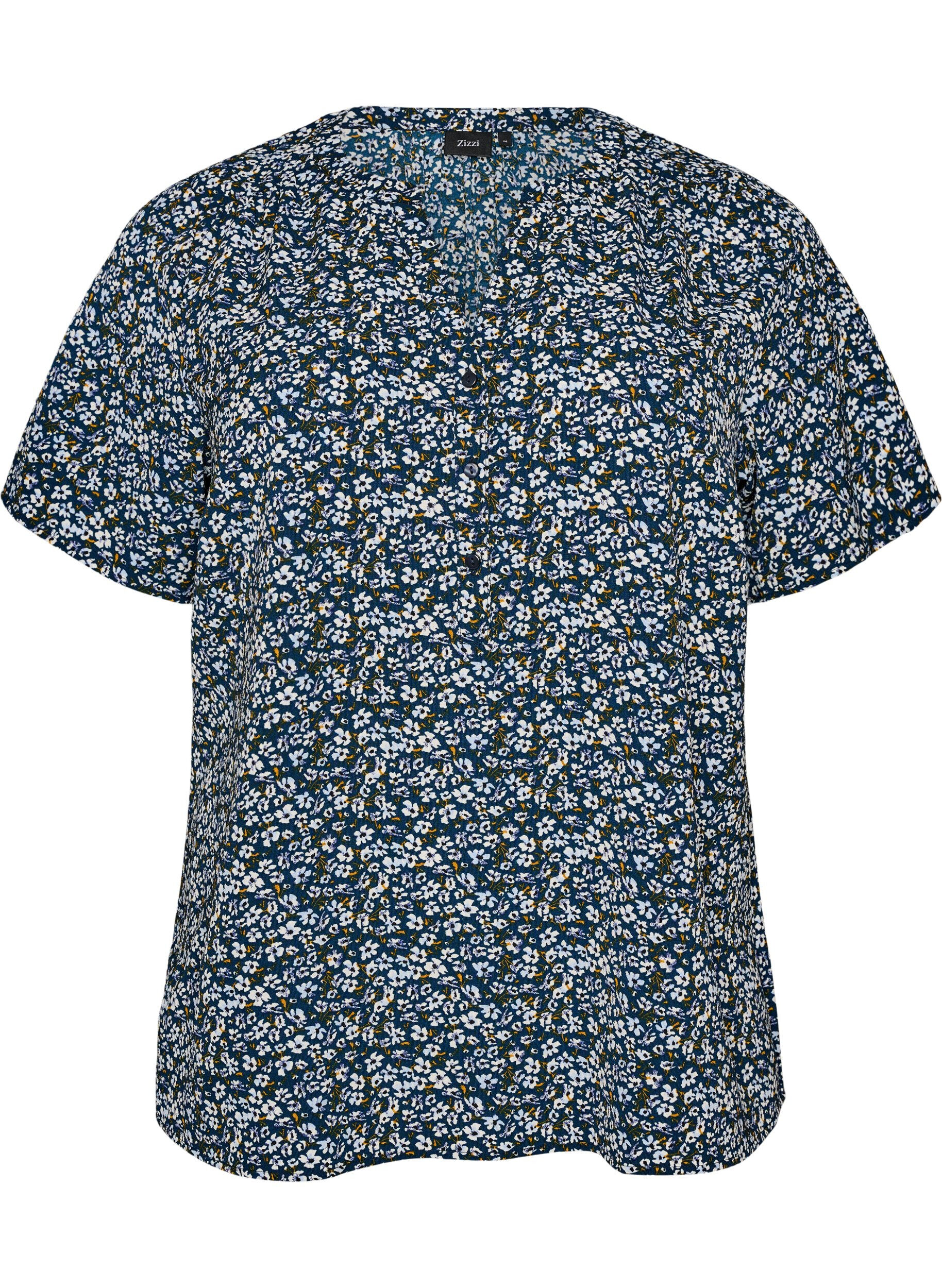 Blouse met korte mouwen en v-halslijn