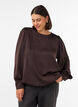Blouse met satijnen look en ballonvorm, Bruin, Model image number 0