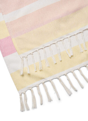 Gestreepte hammam handdoek met franjes, Pale Banana Comb, Packshot image number 3