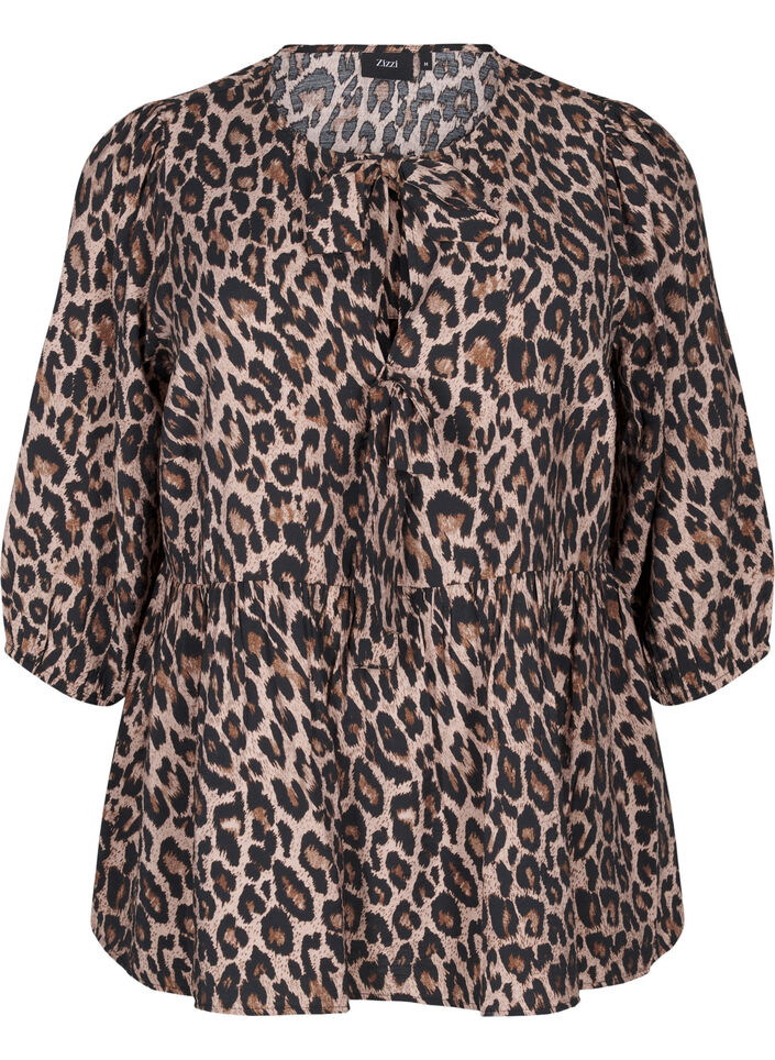 Leo blouse met strikje, Leo AOP w. Bow, Packshot image number 0