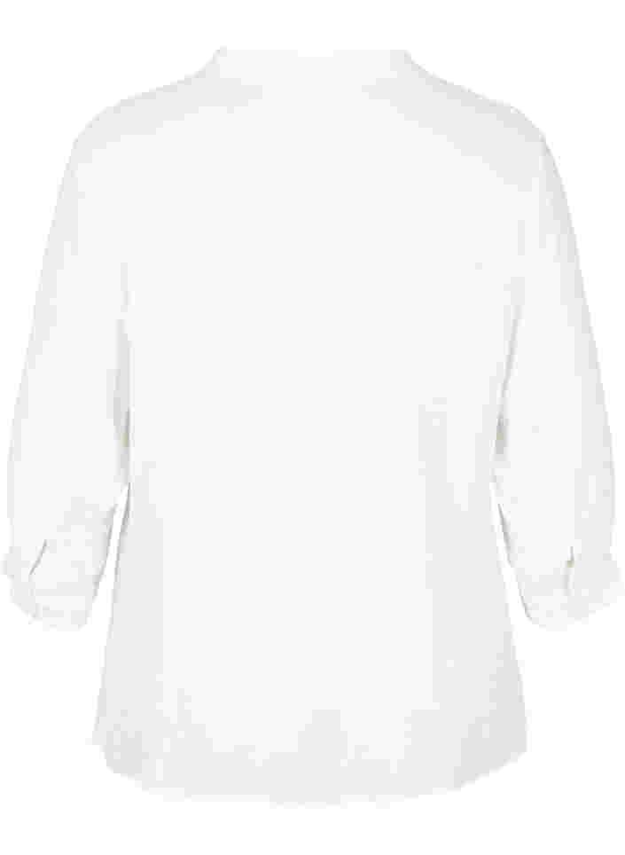 Viscose blouse met 3/4 mouwen en kant detail, Bright White, Packshot image number 1