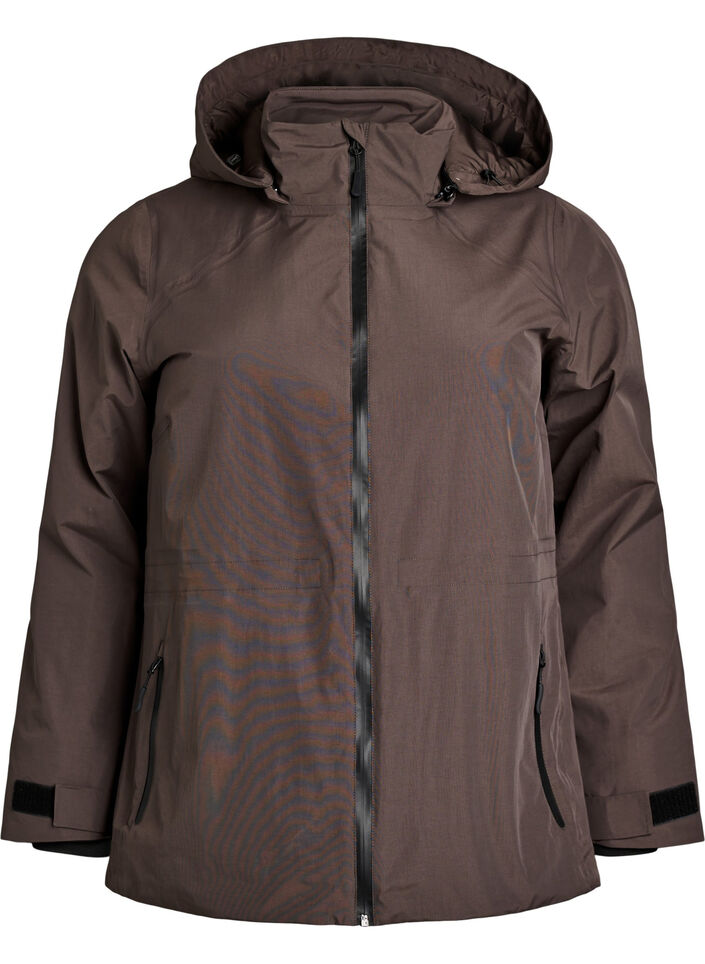Waterdichte winterjas met afneembare capuchon, Bruin, Packshot image number 0