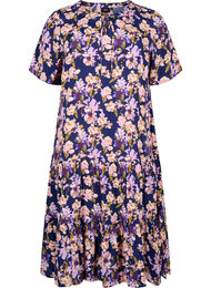 Viscose jurk met korte mouwen en print, Small Flower AOP