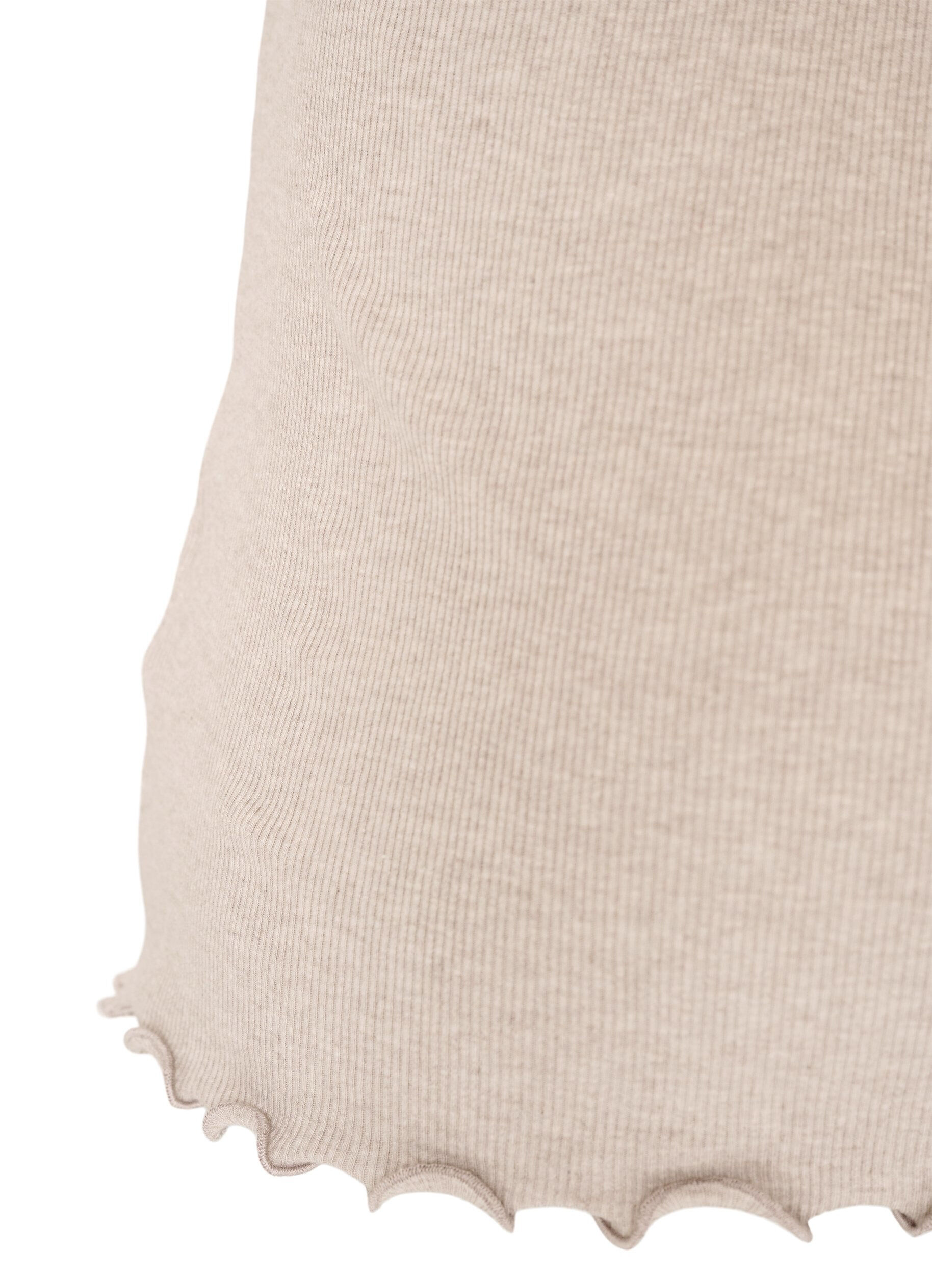 ZizziGeribde top met kanten afwerking, Beige, Packshot image number 3