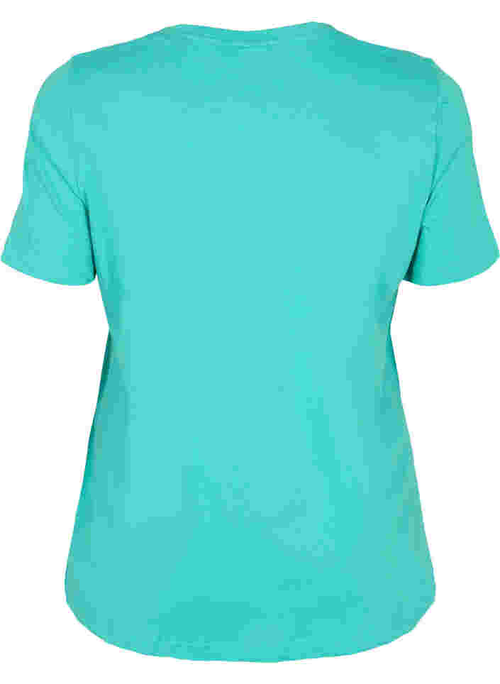 Katoenen t-shirt met korte mouwen en print, Sea Green, Packshot image number 1