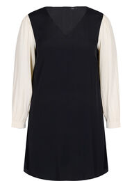 Jurk met lange mouwen in viscose, Black w. Cloud D.