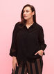 Viscose shirt met 3/4 mouwen en borduurdetails, Black, Model image number 0