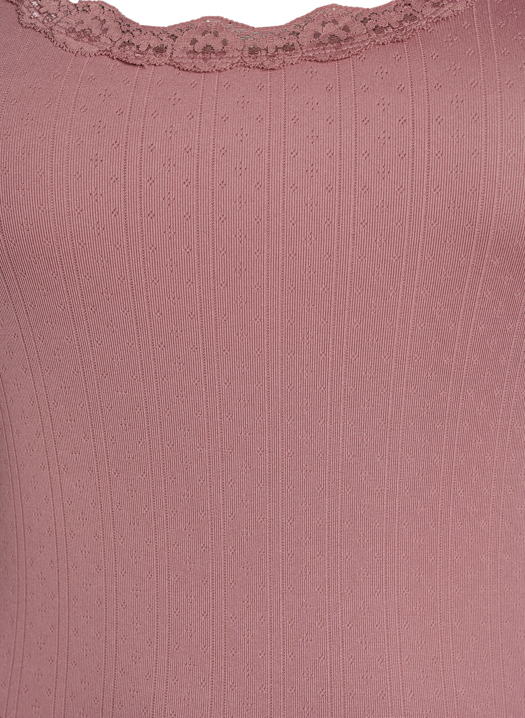Zizzi Tanktop met kant en broderie anglaise, Roze, Packshot image number 2