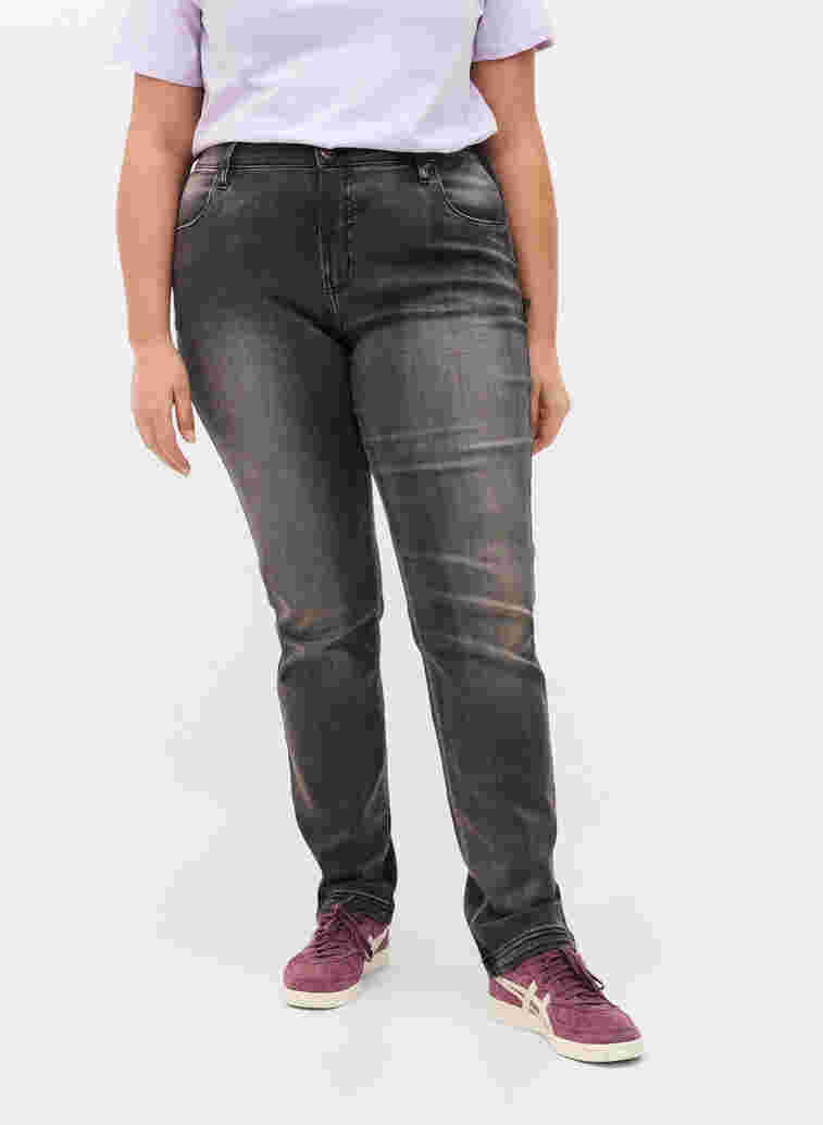 Slim-fit Emily jeans met normale taille, Dark Grey Denim, Model image number 3
