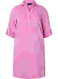 Fluwelen jurk met 3/4 mouwen en knopen, Begonia Pink