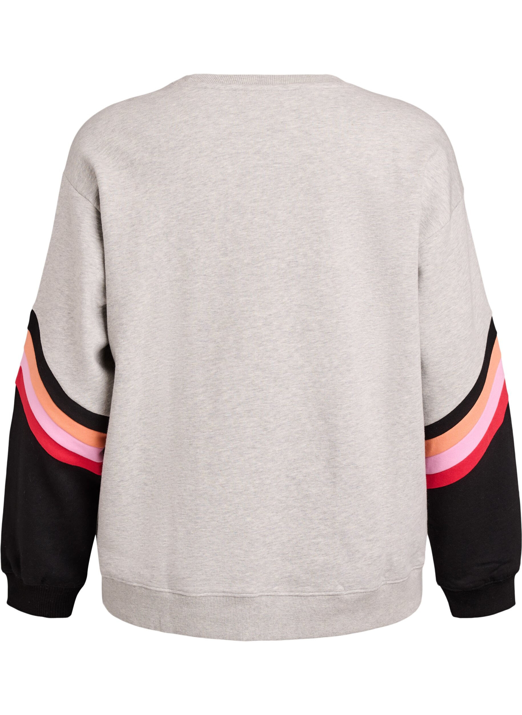 Zizzi Sweatshirt met losse pasvorm met contrastdetails op de mouwen, Grijs, Packshot image number 1