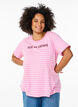 Gestreept T-shirt met tekstprint, Roze, Model image number 0