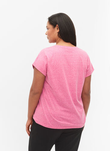 Gemêleerd t-shirt met korte mouwen, Beetroot Purple Mél, Model image number 1