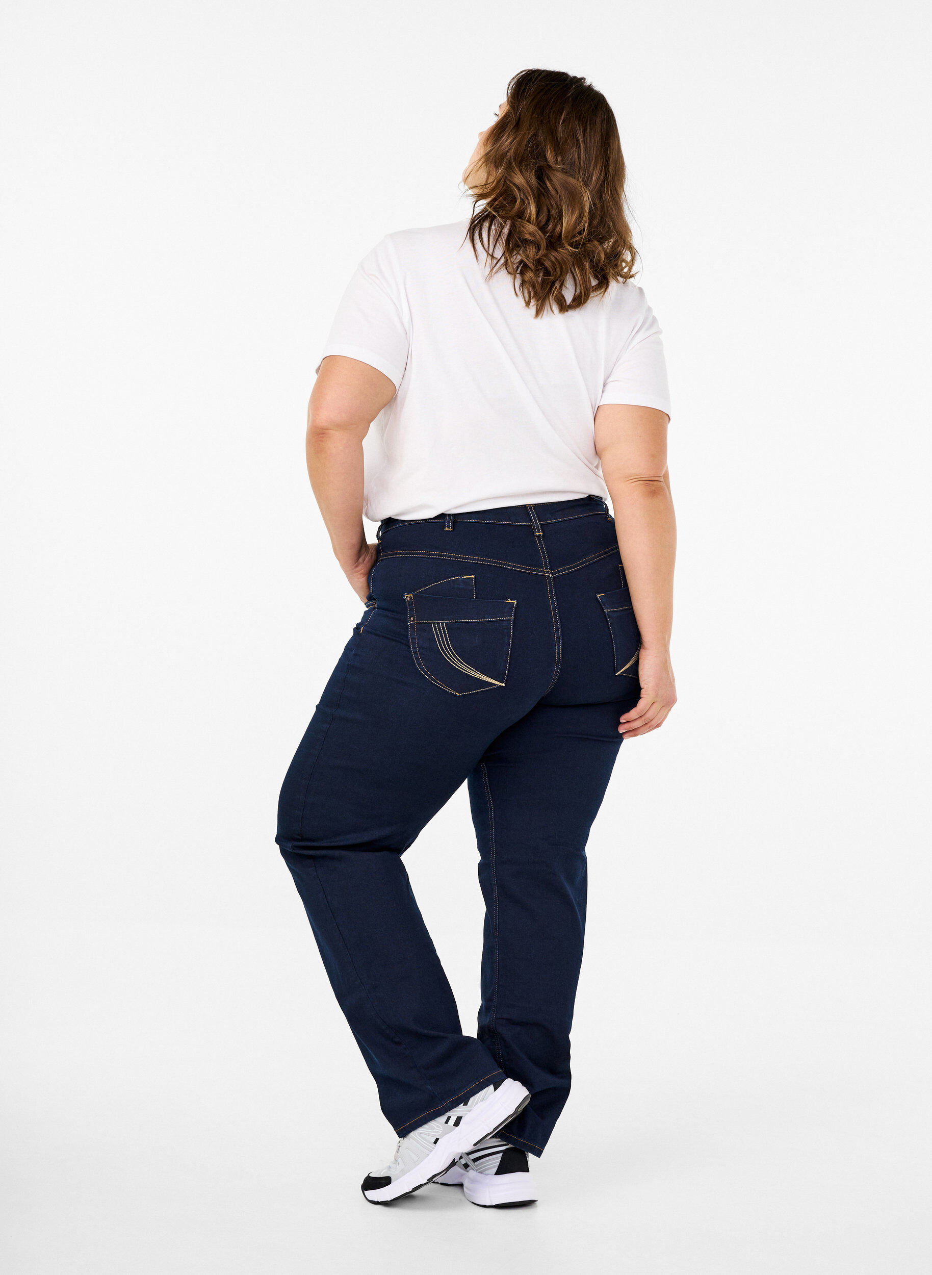 Zizzi Regular fit Gemma jeans met hoge taille, Blauw, Model image number 2