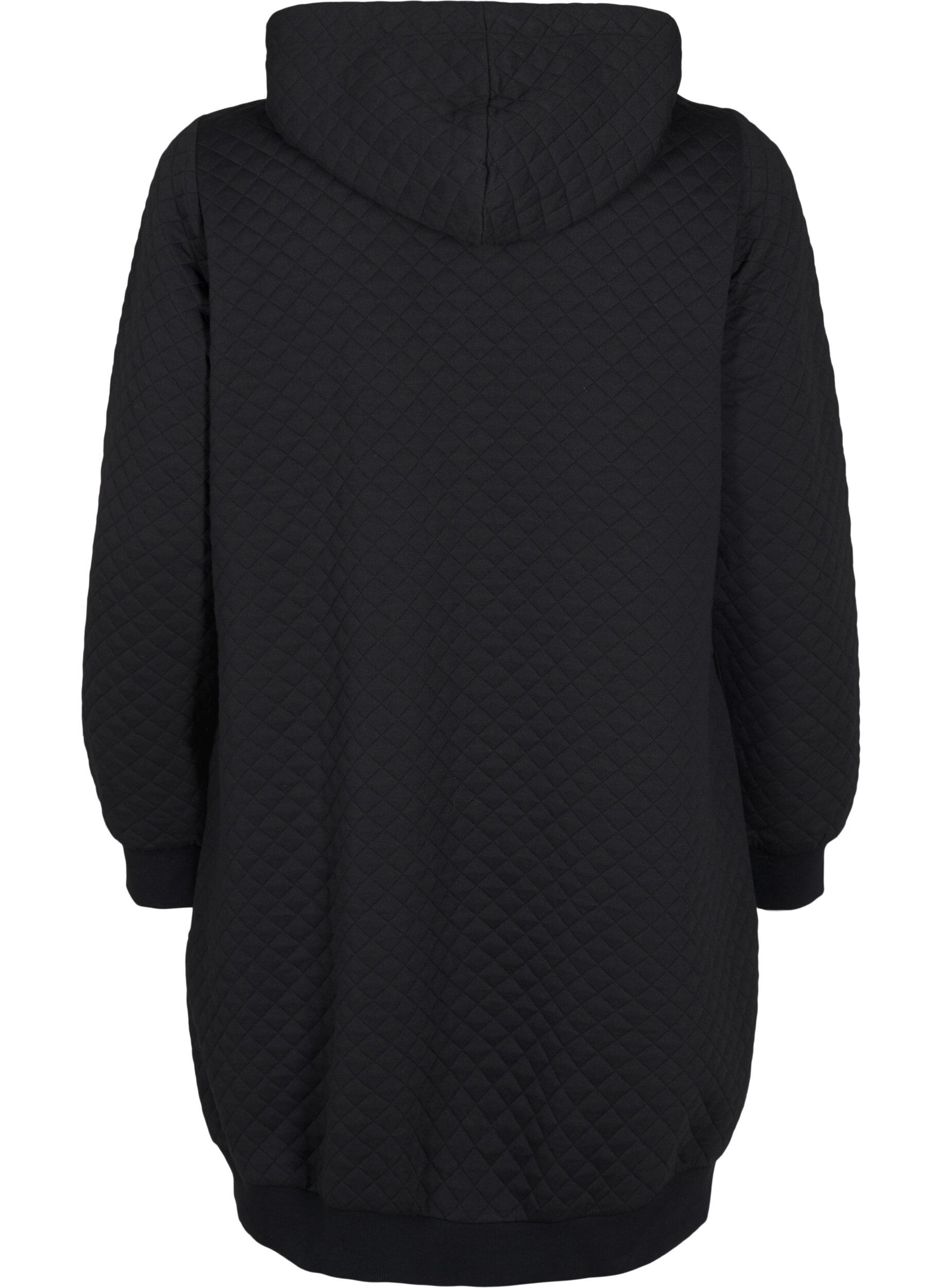 Zizzi Lang gewatteerd sportvest met rits, Zwart, Packshot image number 1