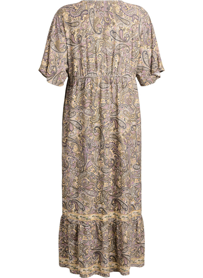 Maxi-jurk van viscose met een paisleyprint, Geel, Packshot image number 1