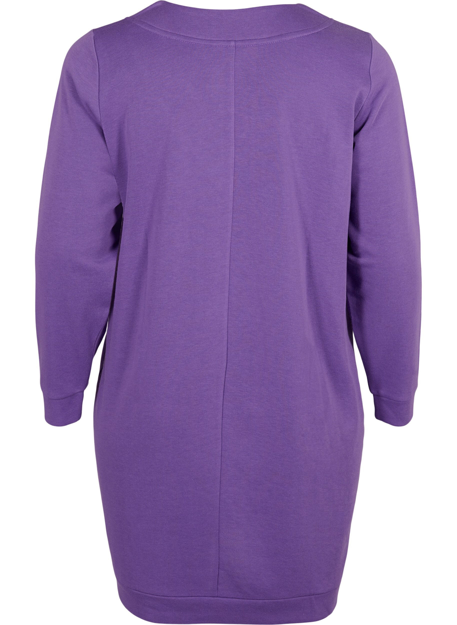 Zizzi Sweatshirt jurk met v-halslijn, Deep Lavender, Packshot image number 1
