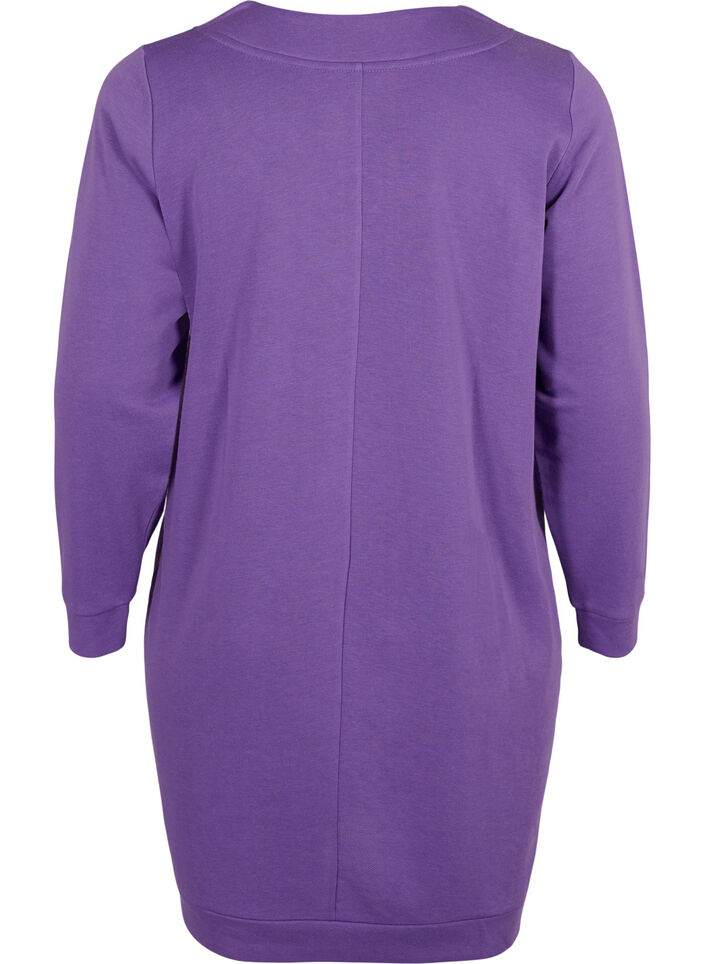 Sweatshirt jurk met v-halslijn, Deep Lavender, Packshot image number 1