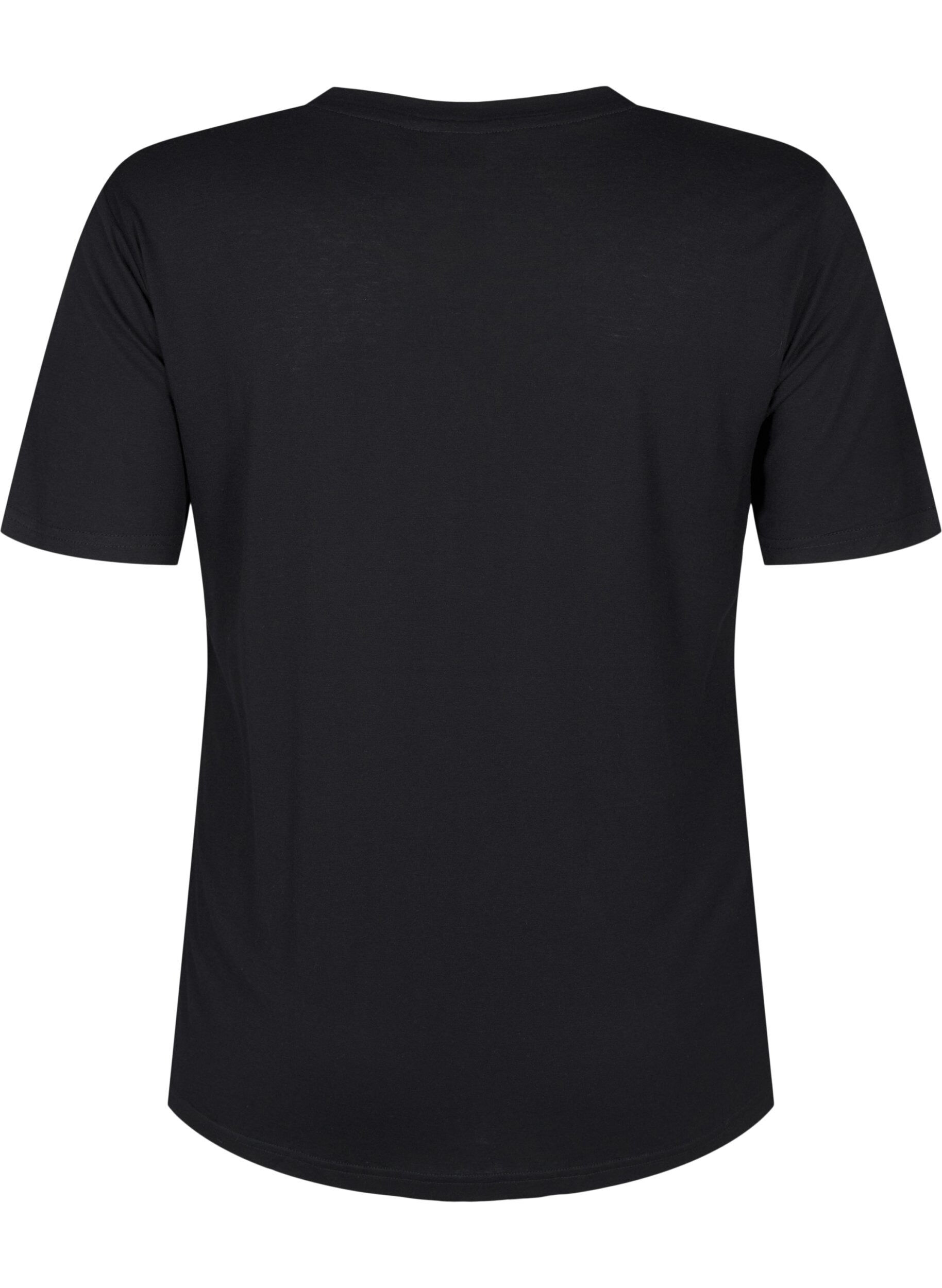 Zizzi T-shirt van wol en viscose, Black, Packshot image number 1