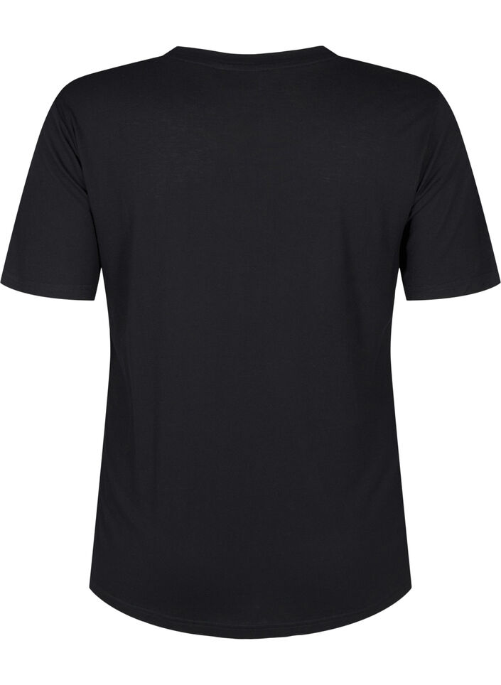 T-shirt van wol en viscose, Black, Packshot image number 1