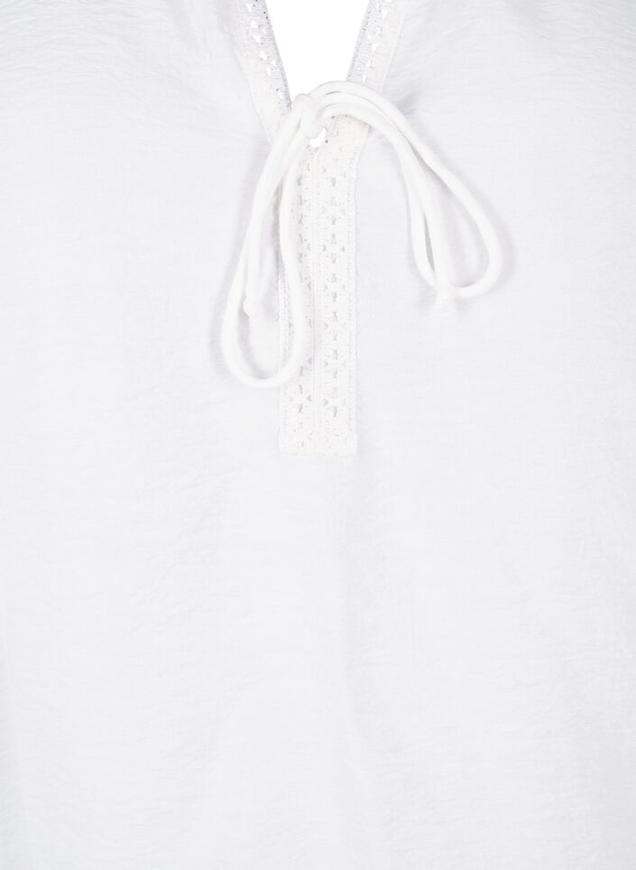 Viscose blouse met korte mouwen en ruches, Bright White, Packshot image number 2